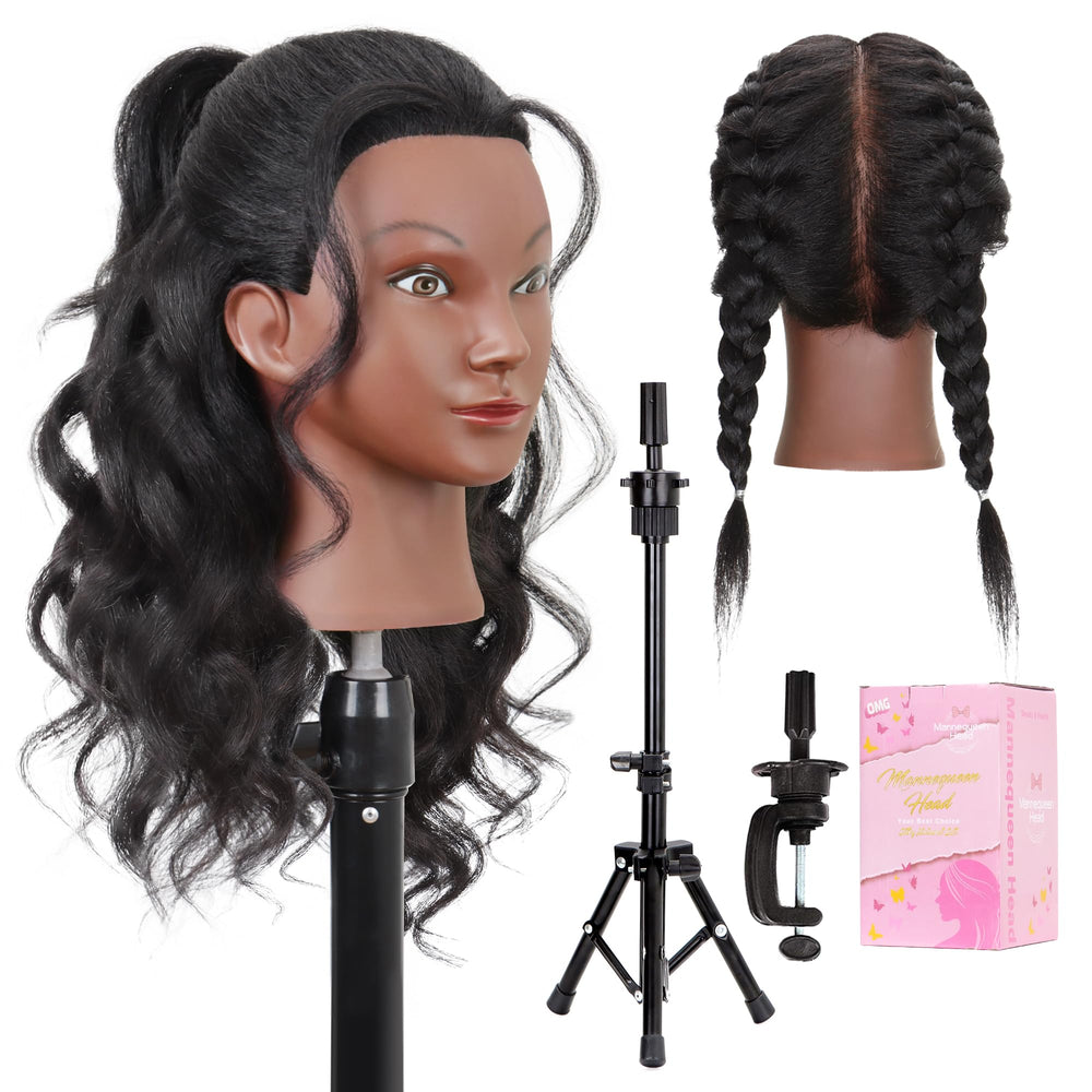 MannequeenHead mannequin head real hair for braiding practice