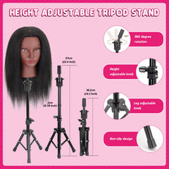 MannequeenHead mannequin head with styling tools pack for quick setup