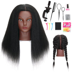 MannequeenHead real-hair head for braiding practice with lifelike texture.