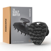 MANSCAPED Scalp Buffer packaging shows compact, travel-friendly design for cleansing on the go.