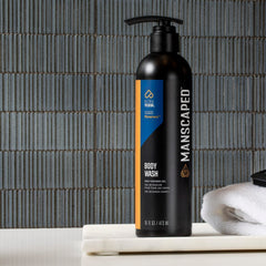 MANSCAPED Persevere in-shower shot illustrates easy, one-pump use during shower routine.