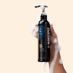 MANSCAPED Persevere label closeup shows masculine scent without overpowering room.