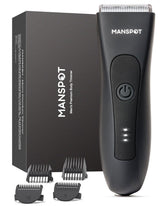 MANSPOT Groin Trimmer with ergonomic handle for precise, comfortable grooming.