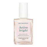 Manucurist Active Bright bottle closeup showing vegan formula and pearly finish for nails.