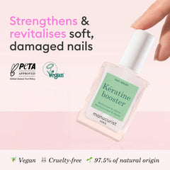Manucurist Keratin Booster brush-on application on bare nails for deep absorption.