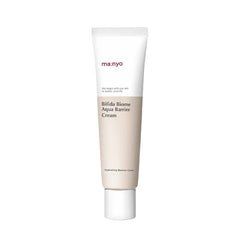Manyo Bifida Biome Aqua Barrier Cream bottle close-up highlighting quick hydration for all skin types.