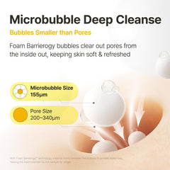 MANYO Pure & Deep Cleansing Foam dense bubbles reach pores for thorough cleansing.