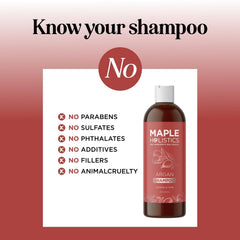 Maple Holistics Argan Oil Shampoo application hair shows smooth, easy detangling