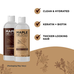 Maple Holistics biotin collagen conditioner bottle emphasizes nourishing conditioning for smooth strands.