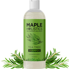 Maple Holistics clarifying shampoo bottle shows product for oil control without stripping hair