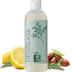 Maple Holistics Degrease Shampoo bottle showing deep cleansing for oily hair and balanced scalp