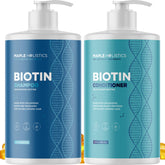 Maple Holistics rosemary biotin shampoo bottle highlights color-safe volumizing care for thinning hair.