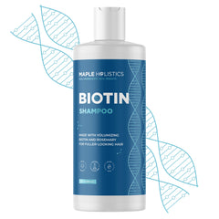 Maple Holistics rosemary biotin shampoo bottle shows vegan volumizing formula for thinning hair
