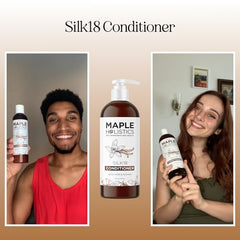 Maple Holistics Silk18 label highlights vanilla aroma for a sensorial haircare ritual.