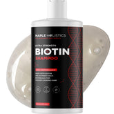 Maple Holistics Ultra Biotin Shampoo bottle shows volumizing formula for thinning hair
