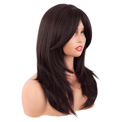 MapofBeauty 20-inch wig side view shows layered bangs for versatile party looks.