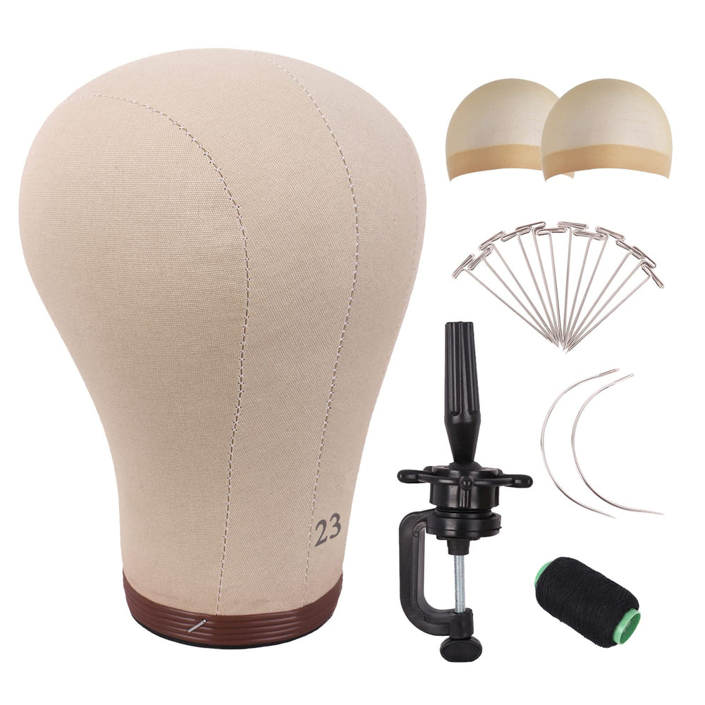 MapofBeauty 23-inch wig head on cork canvas for stable wig shaping and practice