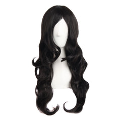 MapofBeauty 24in black long-wavy wig front view adds instant volume for events