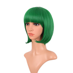 MapofBeauty bob wig green back view shows full silhouette and secure fit