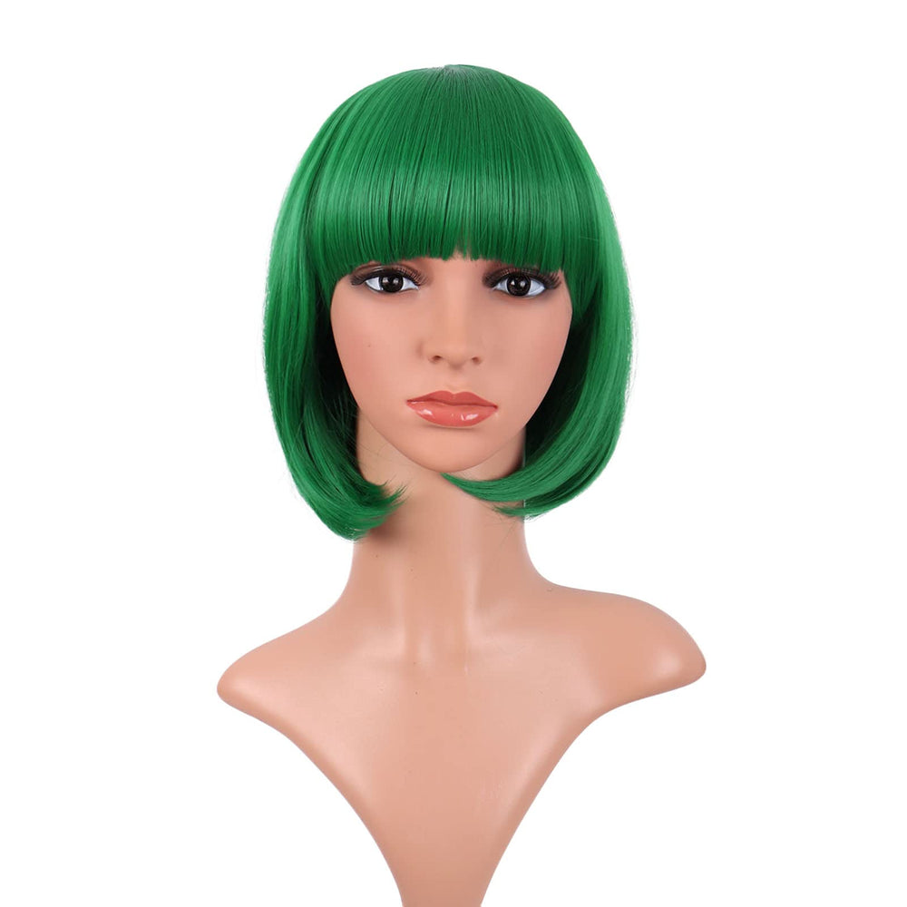 MapofBeauty bob wig green front view showcases everyday style