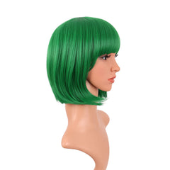 MapofBeauty bob wig green side view highlights natural movement and comfort