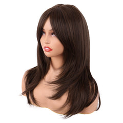 MapofBeauty heat-resistant fiber wig 20 inches enables curling or straightening safely.