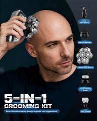 Maraiss head shaver LED display shows remaining runtime for planning quick touch-ups.