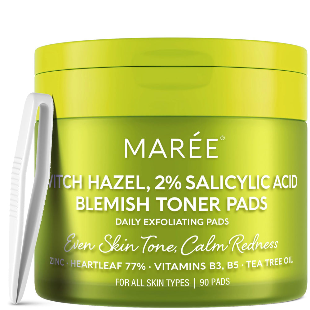MAREE blemish-clearing polish bottle close-up for clearer skin without harsh scrubbing.