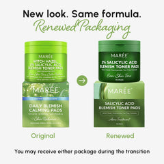MAREE daily radiance toner pad application demonstrates easy wipe-on rejuvenation.
