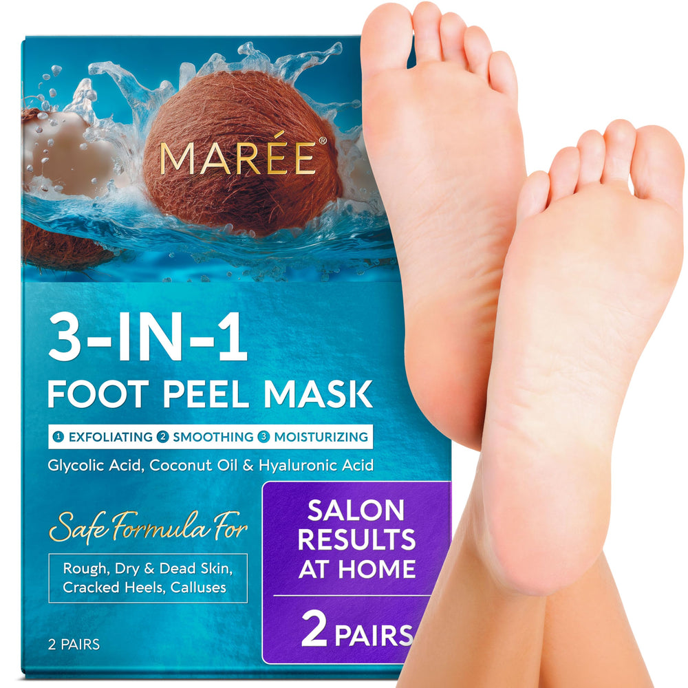 MAREE Foot Peeling Mask packaging showing premium at-home spa experience