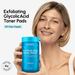 MAREE Glycolic Pads open tube ready for quick gentle cleansing and exfoliation