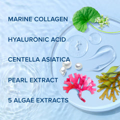 MAREE Collagen Facial Mask with Hyaluronic Acid — Hydrating Sheet Mask with Centella Asiatica, Green & Red Algae Extracts (6 Count)
