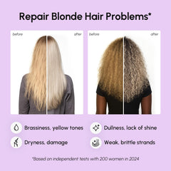 MAREE Purple Toner on bleached hair demonstrates cooler, brighter blonde results visible.