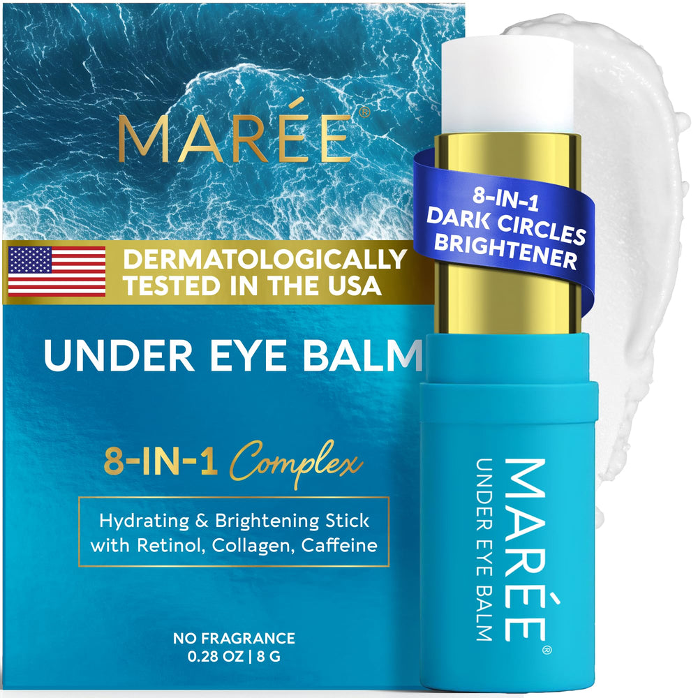 MAREE Under Eye Balm Stick packaging shows a compact travel-friendly design.