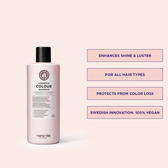 Maria Nila Luminous Colour Shampoo pump-dispense demonstrates easy application and hydration