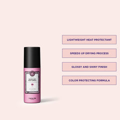 Maria Nila Quick Dry Heat Spray mist applied to hair for accelerated drying.