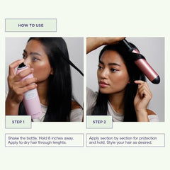 Maria Nila Shaping Heat Spray used before styling to shield hair from heat