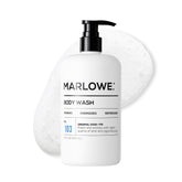 Marlowe No. 103 body wash pump close-up for energizing daily cleanse.