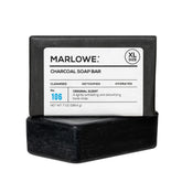 MARLOWE No. 106 charcoal soap bar for dense, long-lasting cleansing.