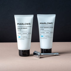 MARLOWE No.144 lotion texture swirl suggests lightweight, fast-absorbing aftershave