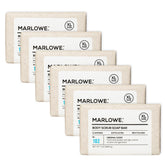 MARLOWE No. 102 scrub bar closeup highlighting gritty exfoliation for smoother skin.