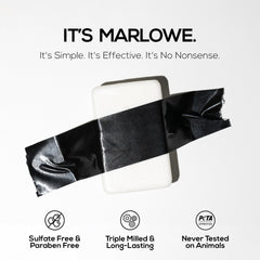 Marlowe No.105 wood-sage-fir scent detail evokes fresh masculine spa-like aroma.