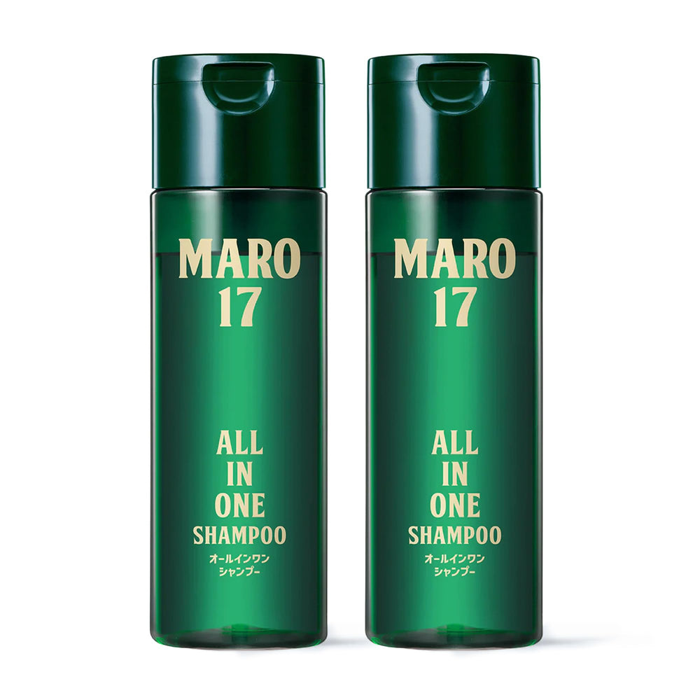 MARO17 all-in-one shampoo packshot showing compact 2-pack ideal for streamlined grooming.