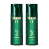 MARO17 all-in-one shampoo packshot showing compact 2-pack ideal for streamlined grooming.