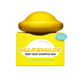 MARS MADE Beer Yeast Shampoo Bar unwrapped, compact solid formula ideal for travel-friendly cleansing.