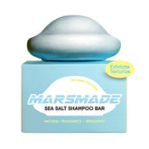 Mars Made Sea Salt Shampoo Bar closeup shows texture and natural ingredients for scalp care