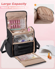 Marscamd nail polish organizer bag bottom pocket stores decorations for easy access.