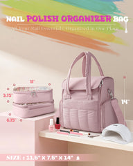 Marscamd Nail Polish Organizer Bag open compartment for easy bottle access and setup.