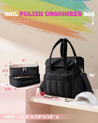 Marscamd nail polish organizer bag side pockets for quick-access tools.