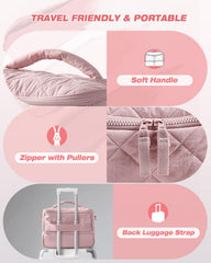 Marscamd Quilted Nail Polish Organizer bag clear-pocket reveals easy-access decorations and accessories.